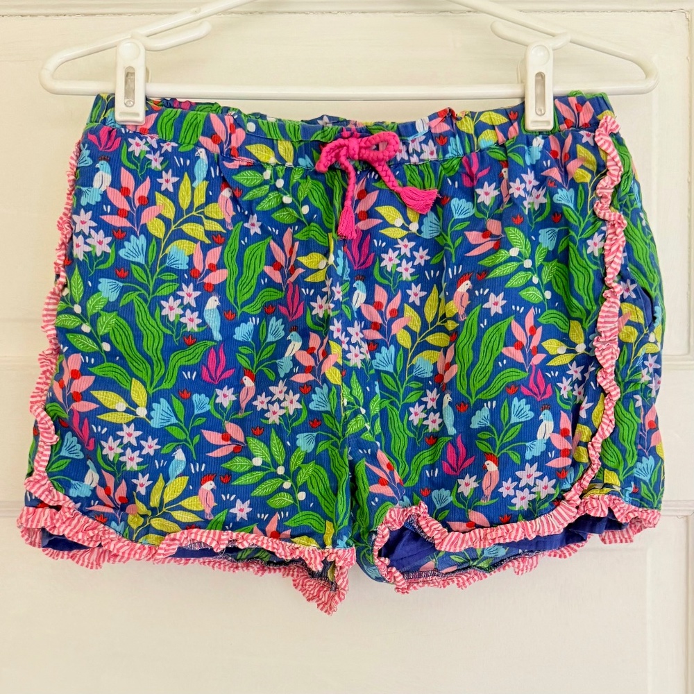 Mini Boden Venice Blue Tropical Garden Hotchpotch Frill Shorts (14Y)